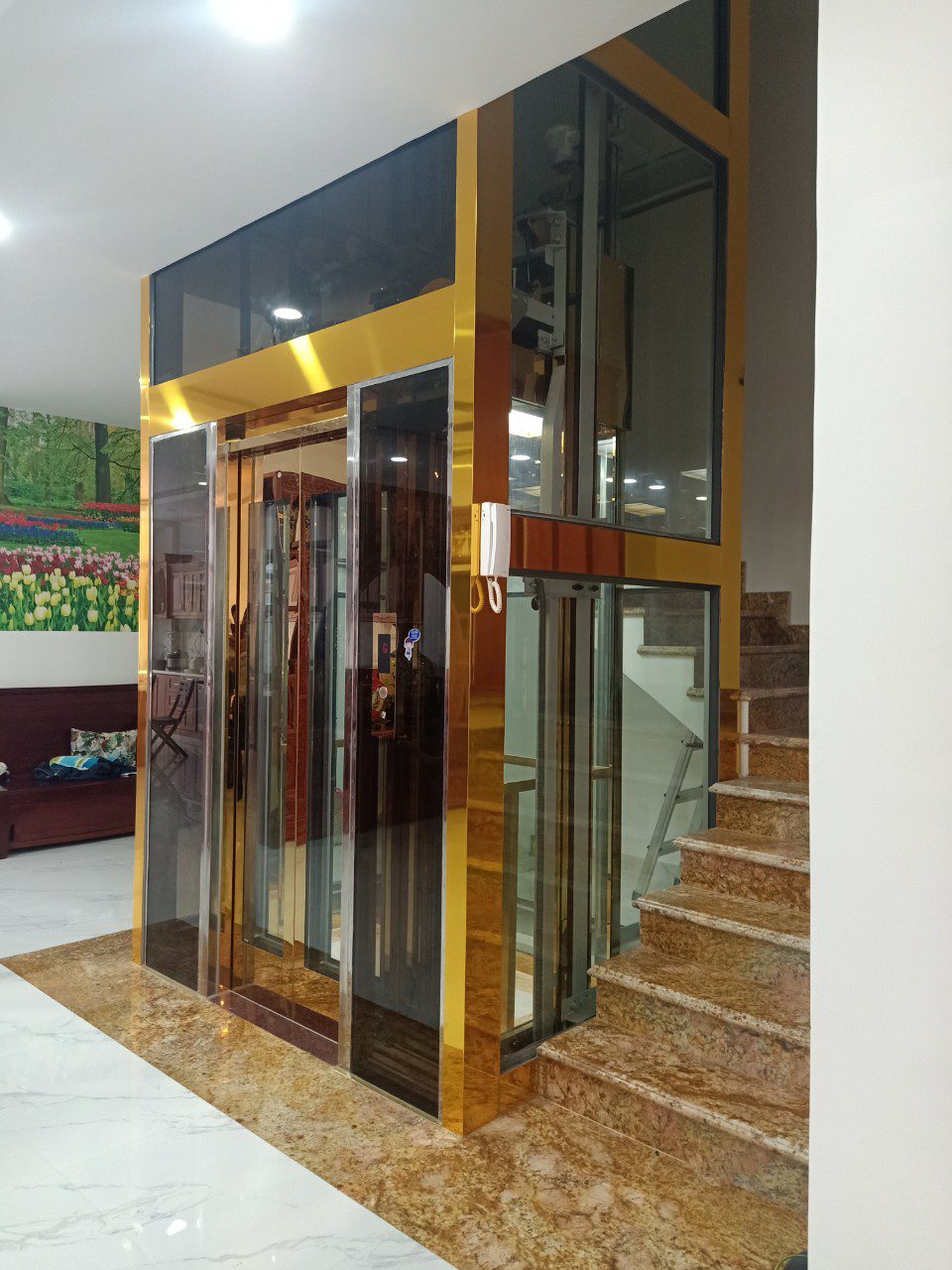 Thang khách  lồng kính 